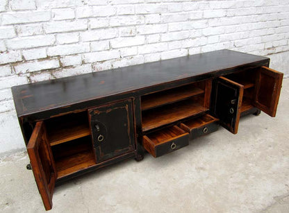 China Lowboard flache Anrichte ideal fuer TV Flatscreen dunkelbraune Pinie