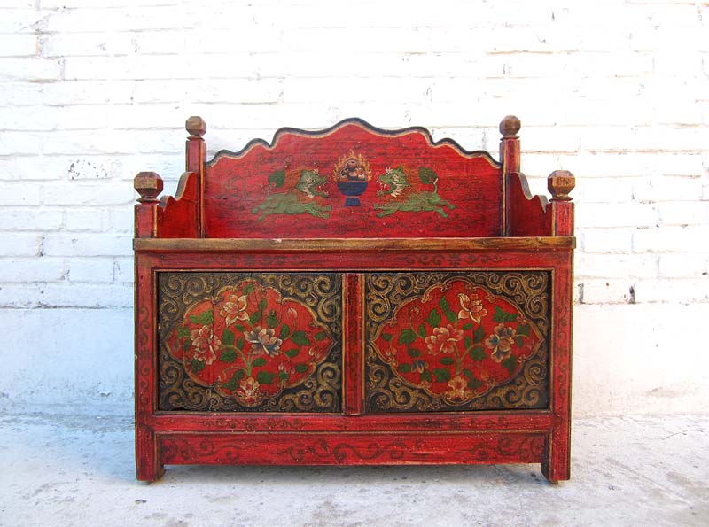 Tibet klassisches Mini Lowboard ideal auch als Bank oder Blumentisch