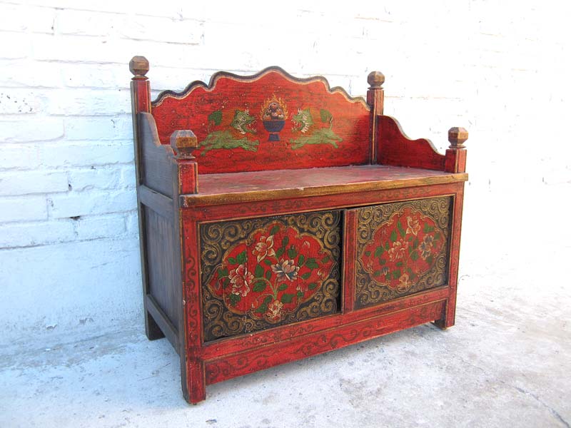 Tibet klassisches Mini Lowboard ideal auch als Bank oder Blumentisch