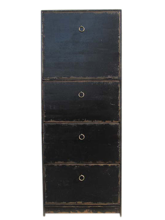 China hohe Kommode Schuhschrank  schwarz 