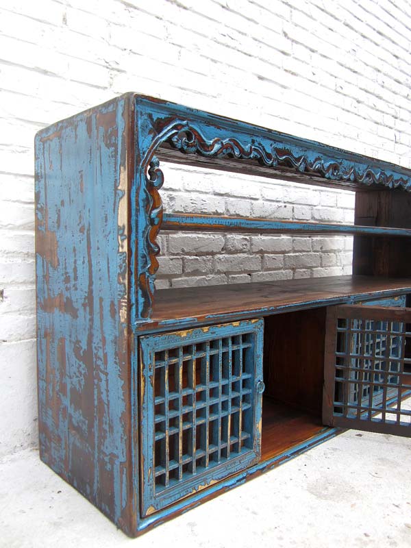 China shabby chic breite Kommode Regal Anrichte Sideboard Pinie antikfinish