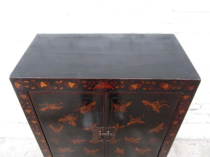 China Shanxi 1910 antike Kommode Ulme schwarz mit goldener Verzierung
