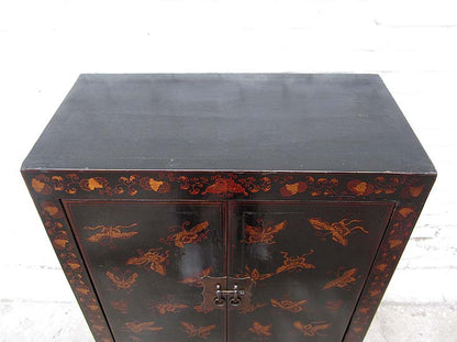 China Shanxi 1910 antike Kommode Ulme schwarz mit goldener Verzierung