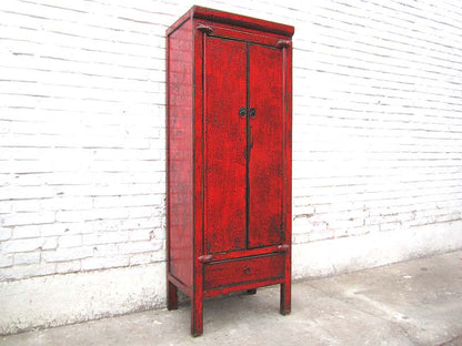 China hohe Kommode Kredenz Garderobenschrank rotbraun heavy used optic