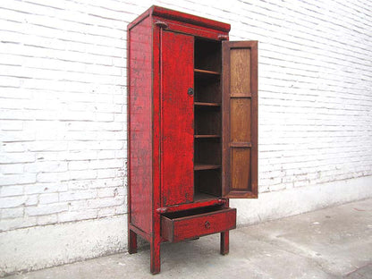 China hohe Kommode Kredenz Garderobenschrank rotbraun heavy used optic