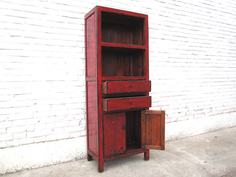 Asien hohe Kommode Regal kleiner Schrank rotbraun Gebrauchsspuren