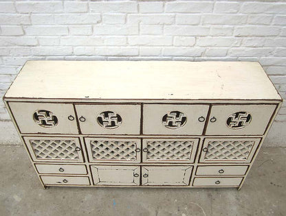 Asien Tibet Kommode Sideboard herrliche Dekore schneeweiß Pinie