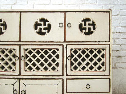 Asien Tibet Kommode Sideboard herrliche Dekore schneeweiß Pinie