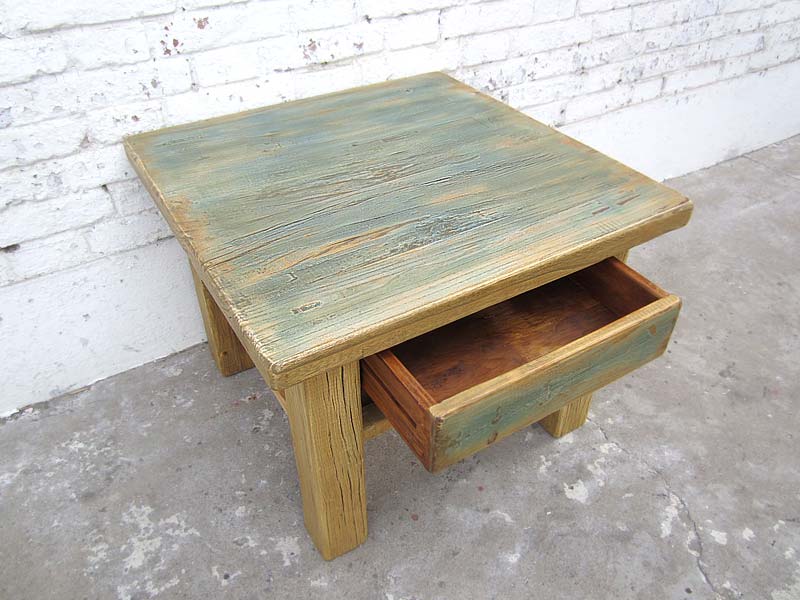 Asien quadratischer Kaffeehaus Tisch Podest Lowboard Antikfinish