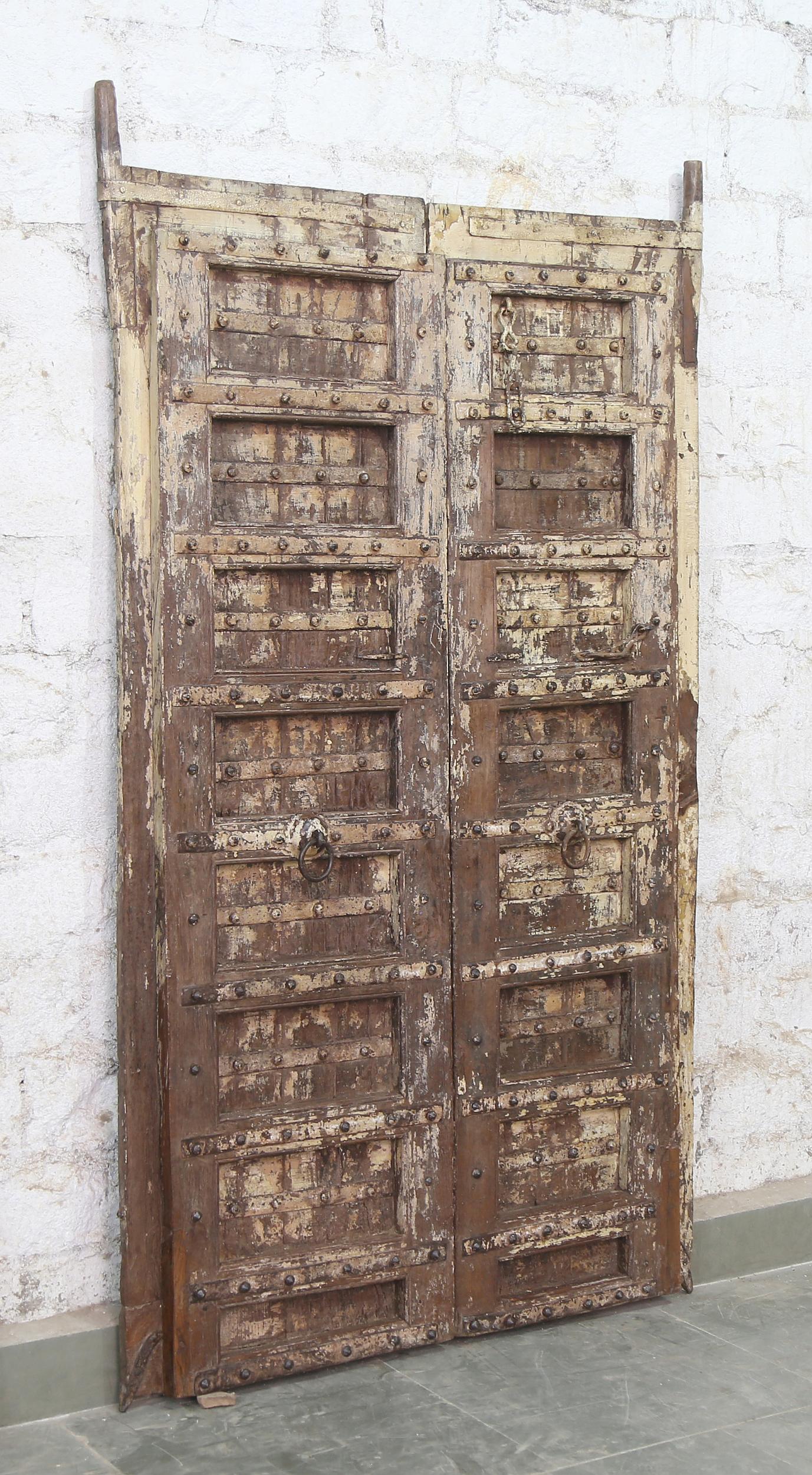 Indien massive Tür antik Teak VI-ED-017