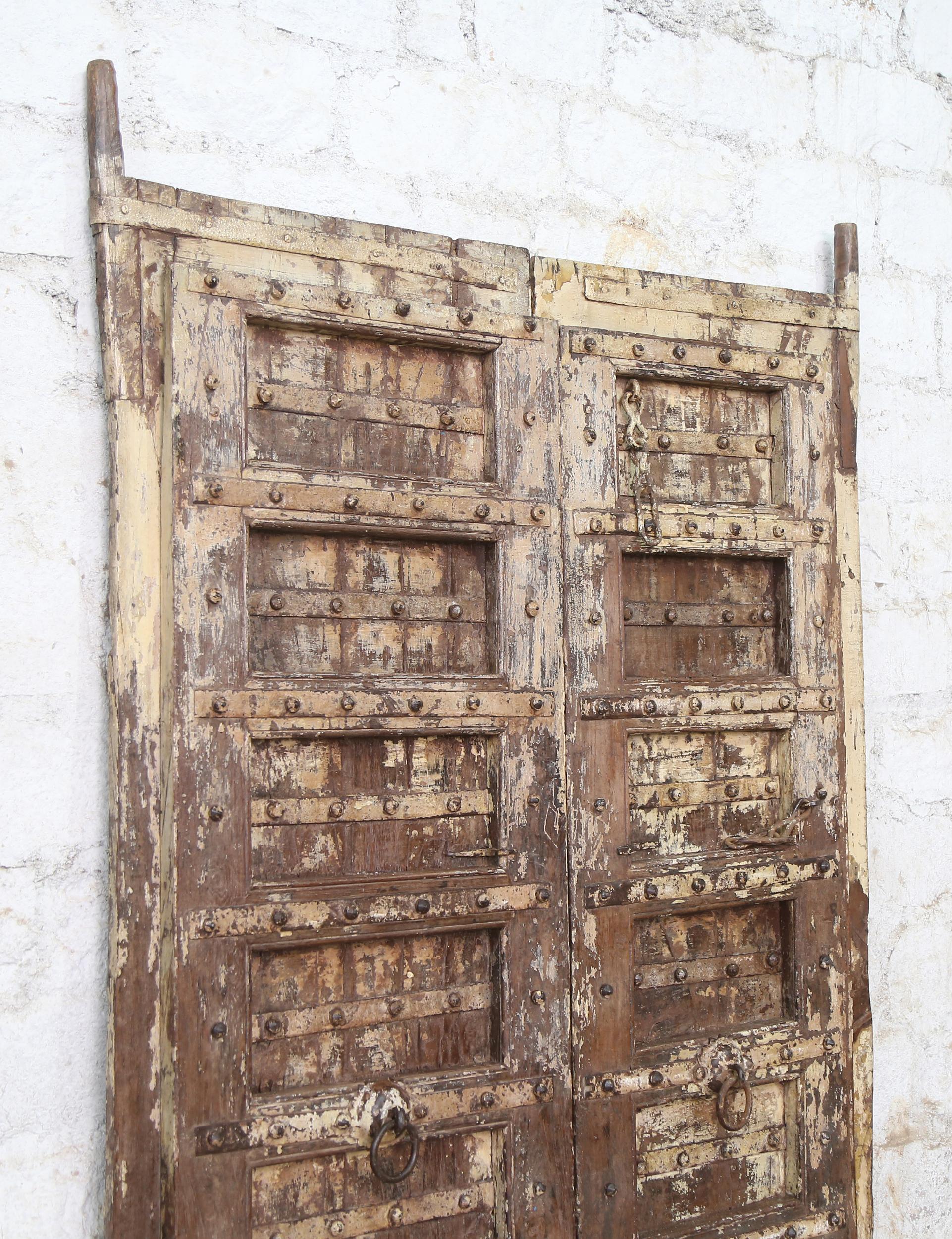 Indien massive Tür antik Teak VI-ED-017