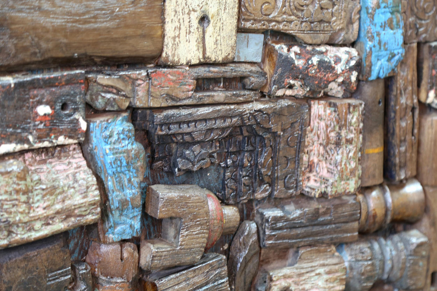 Indien massiver Raumteiler Teak VI-ED-023 antike Bruchstücke