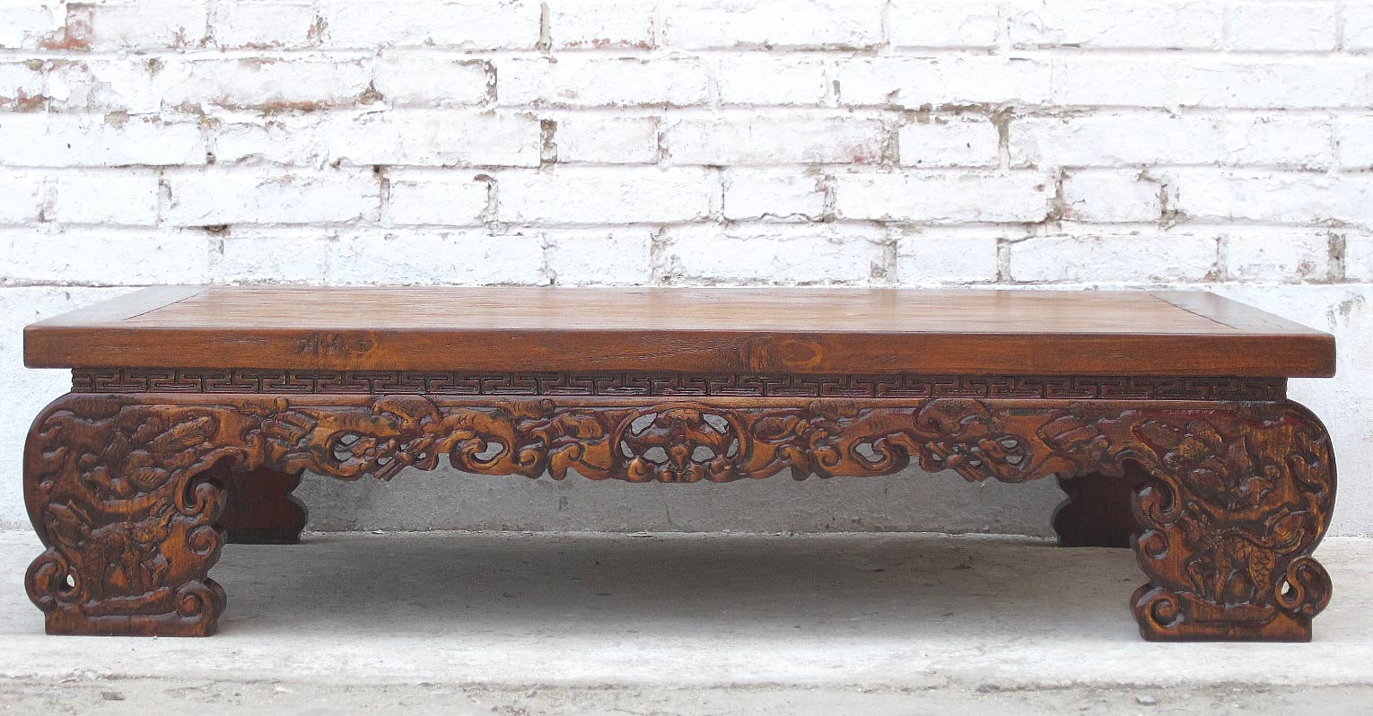 China traditionell flacher Opiumstil Tisch Couchtisch Pinienholz 1920