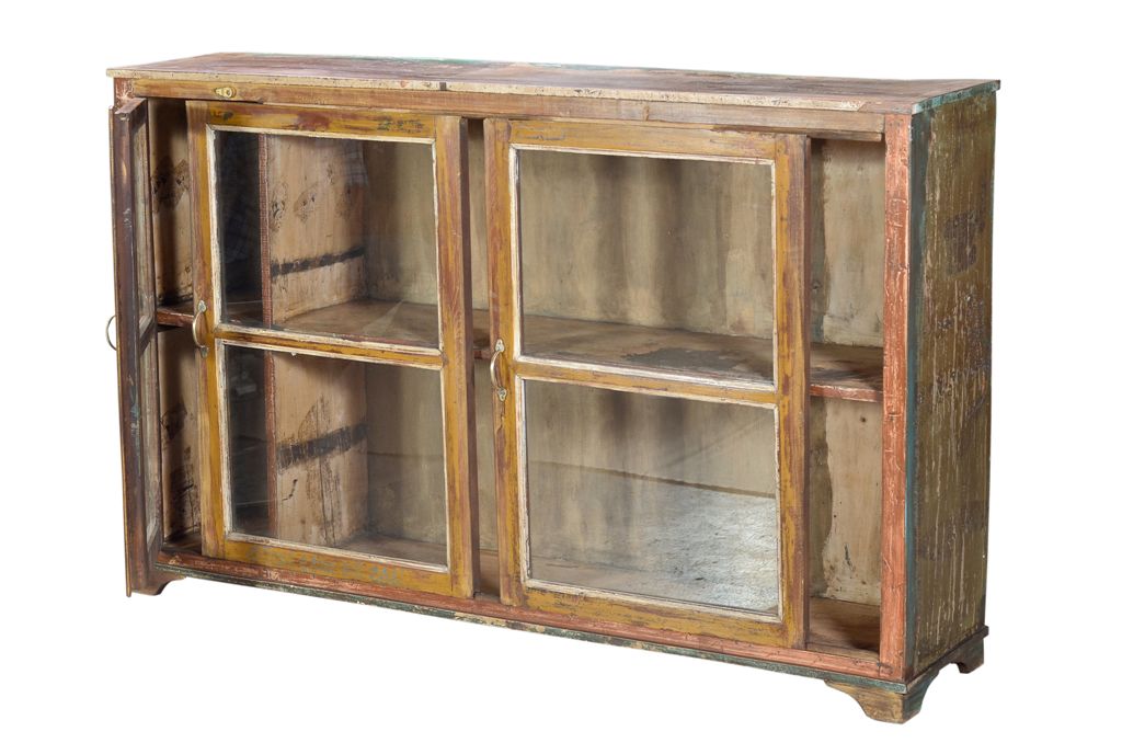 Luxury-Park Palisander Glasvitrine aus Indien – Dunkles Holz mit Einlegeböden