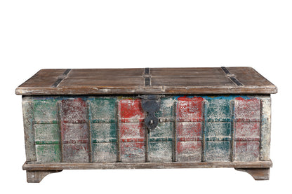 Couchtisch Truhe niedrig shabby chic aus Altholz bunt Indien Luxury Park