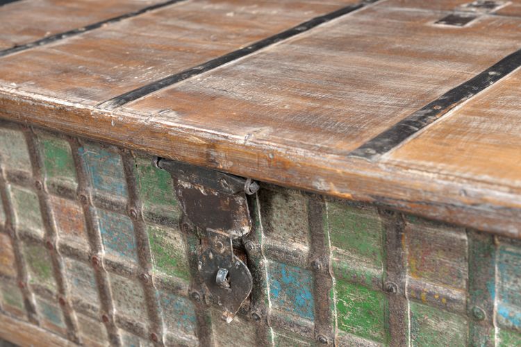 Couchtisch flach Cassettenoptik Altholz India.Luxury Park