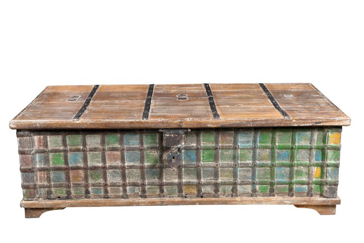 Couchtisch flach Cassettenoptik Altholz India.Luxury Park