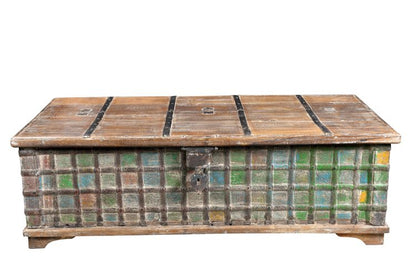 Couchtisch flach Cassettenoptik Altholz India.Luxury Park