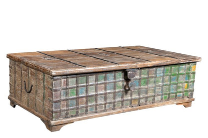 Couchtisch flach Cassettenoptik Altholz India.Luxury Park