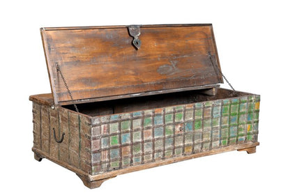 Couchtisch flach Cassettenoptik Altholz India.Luxury Park