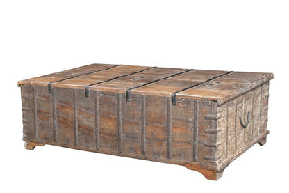 Couchtisch flach Cassettenoptik Altholz India.Luxury Park