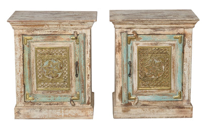 Indien 1950 2x kleine Kommode Nachschrank Bett-Tisch Rajasthan