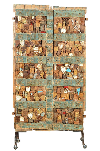 Indien außergewöhnliche Tür als Standbild Skulptur  Paravent Raumteiler Rajasthan 