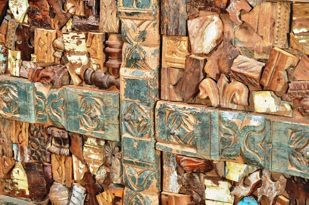 Indien außergewöhnliche Tür als Standbild Skulptur  Paravent Raumteiler Rajasthan 