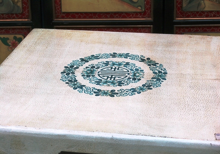 China Würfel Truhe Box kubisch weiße Oberfläche und Blumenmotiv Ulme