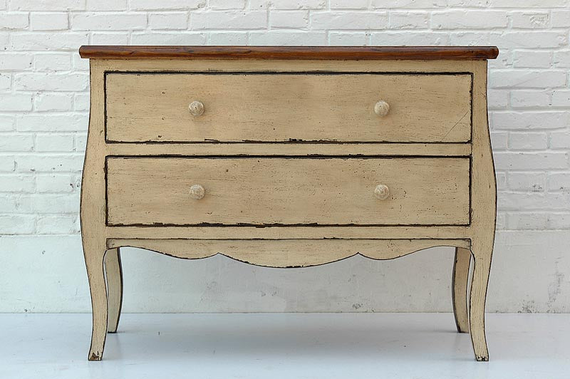 China weisse Schubladen Kommode Biedermeier Optik Pinienholz vintage