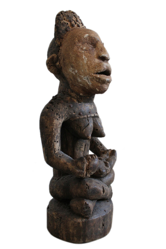 Stamm der Bakongo Yombe, 50cm, Schutzmutter mit Kind, Schutz vor Krankheit, ca. 120-130 Jahre