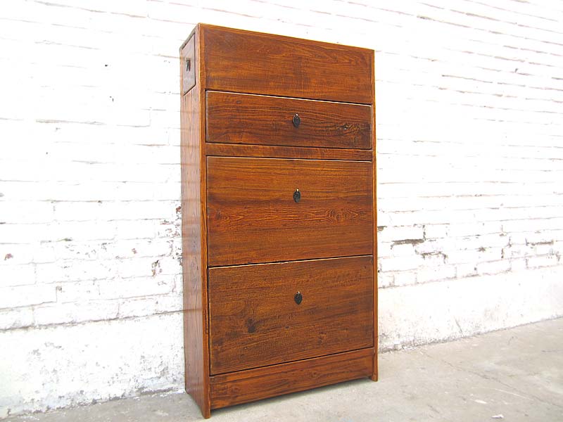 China dunkelbraune Flur Kommode Schuhschrank vintage Holz seitliche Schübe  im Kopfteil