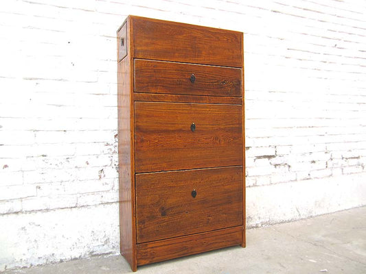 China dunkelbraune Flur Kommode Schuhschrank vintage Holz seitliche Schübe  im Kopfteil