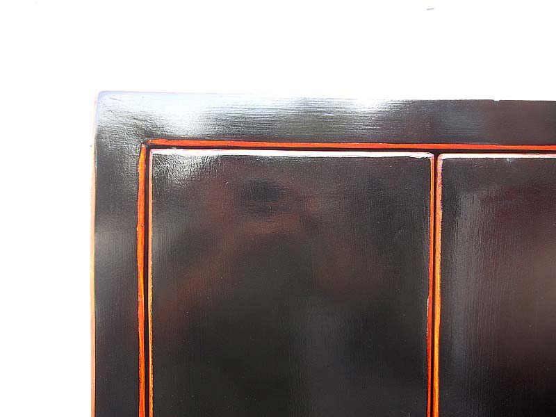 China schlanker Schrank schwarzer Lack Kolonialstil Pinie