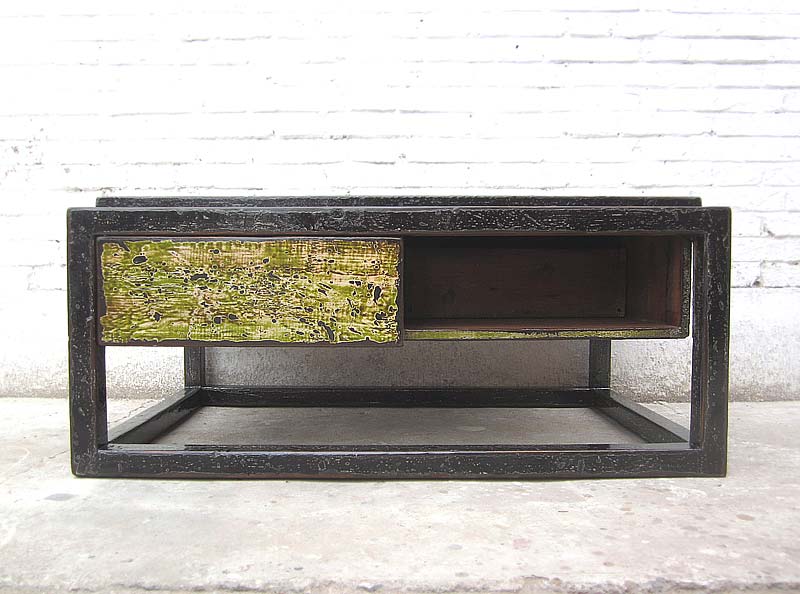 Asien Tisch Sockel shabby chic Pinie schwarz und grün