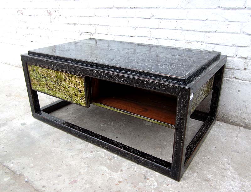 Asien Tisch Sockel shabby chic Pinie schwarz und grün