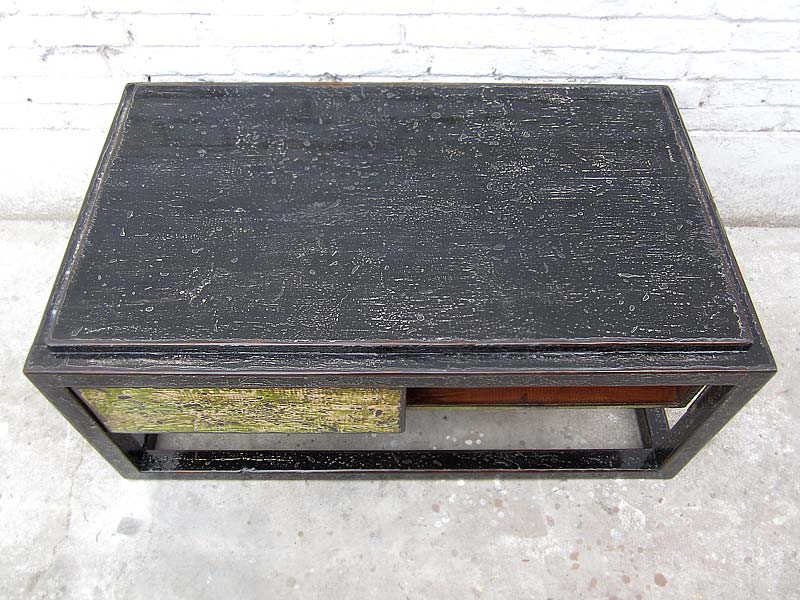 Asien Tisch Sockel shabby chic Pinie schwarz und grün