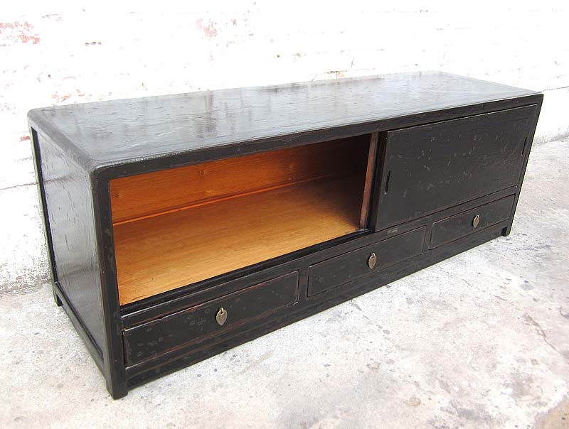 Asia koloniale Kommode TV Lowboard schwarzer Lack by Luxurypark