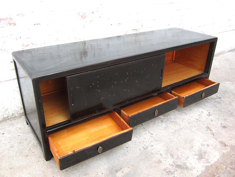 Asia koloniale Kommode TV Lowboard schwarzer Lack by Luxurypark