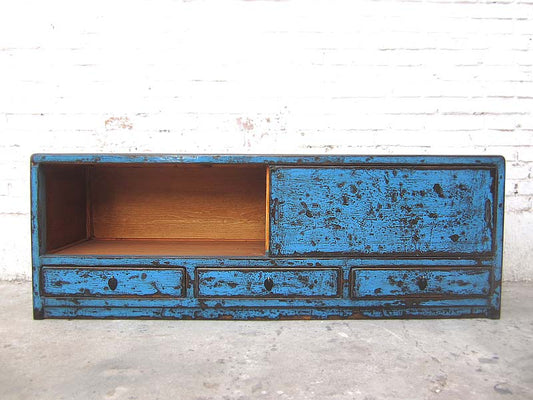 Asien Lowboard Kommode azurblau Shabby Chic Pinienholz