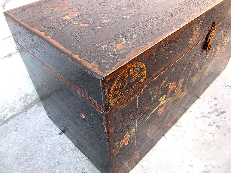 China Hochzeitstruhe schwarz herrliche Bemalung Antikholz