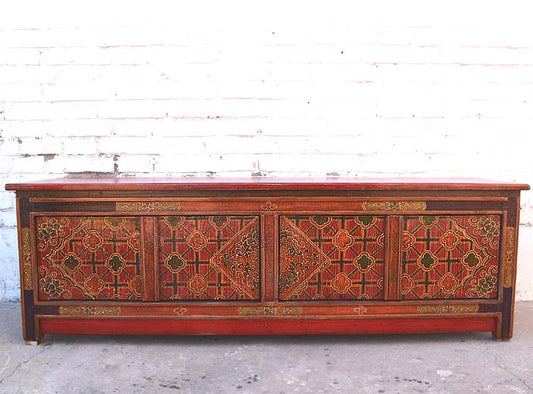 Tibet Lowboard bunte Motifbemalung Unikat