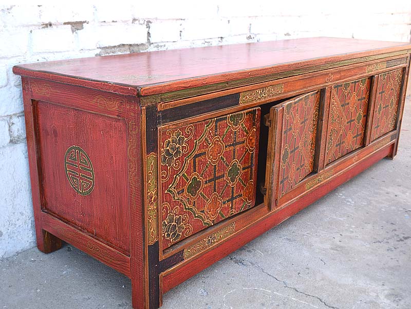 Tibet Lowboard bunte Motifbemalung Unikat