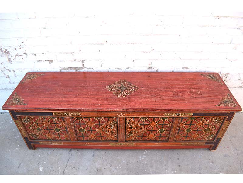 Tibet Lowboard bunte Motifbemalung Unikat