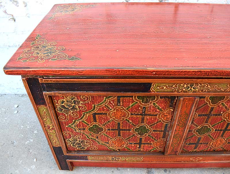 Tibet Lowboard bunte Motifbemalung Unikat