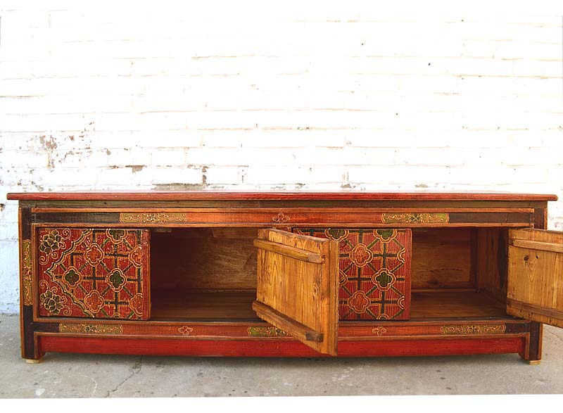 Tibet Lowboard bunte Motifbemalung Unikat