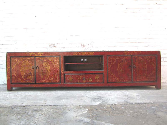 China breites Lowboard Fernsehkommode dunkelbraun Pinie