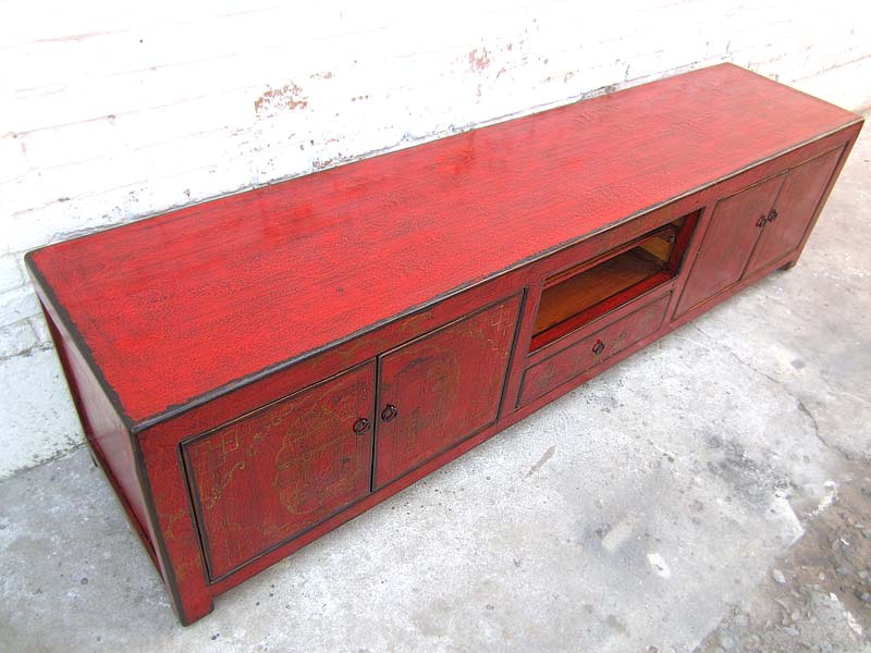 China breites Lowboard Fernsehkommode dunkelbraun Pinie