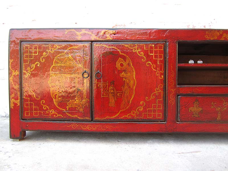 China breites Lowboard Fernsehkommode dunkelbraun Pinie
