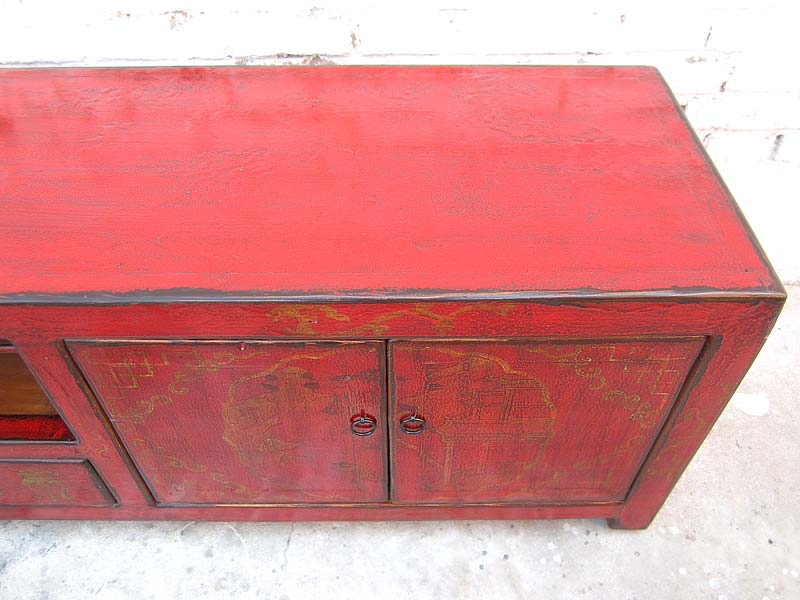 China breites Lowboard Fernsehkommode dunkelbraun Pinie